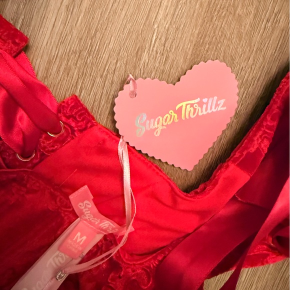 Sugar Thrillz Scarlet Satin Corset - Picture 3 of 5